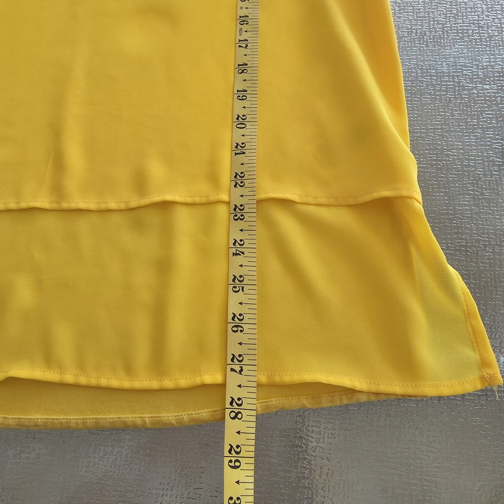 Michael Kors yellow layered chiffon tunic | chic minimalist resort top L - Picture 10 of 10